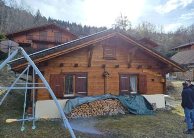 Comparatif avant et après rénovation façade extérieur à Chamoson (Valais)